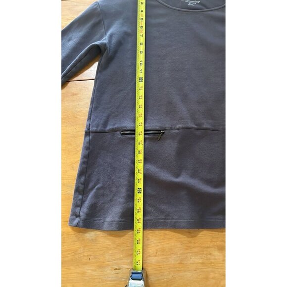 Soft Surroundings Tunic Top womens sz L/P 3/4 sleeve Zippered Pockets - Picture 7 of 9